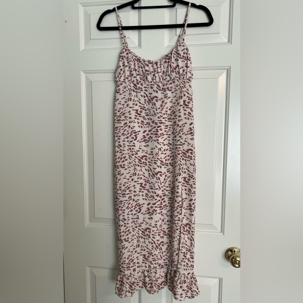 Miss Selfridge Leopard Print Midi Skirt - White and Brown